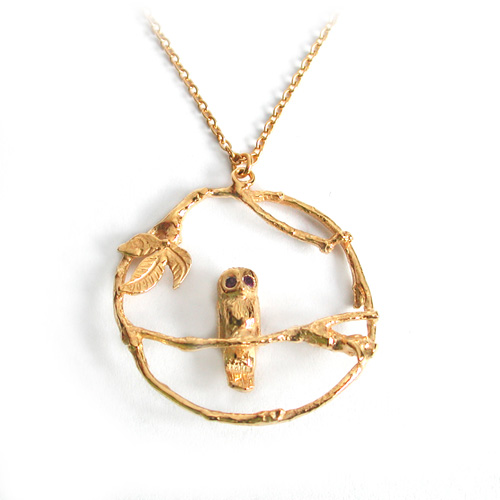 ALEX MONROE Owl Loop Necklace