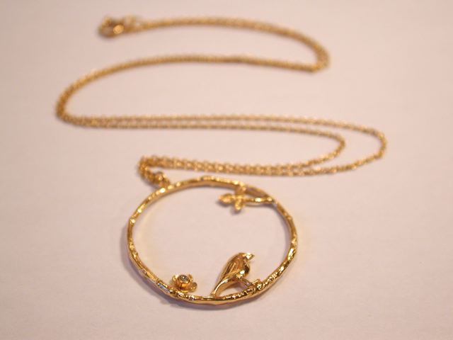 ALEX MONROE Bird & Flower Loop Necklace