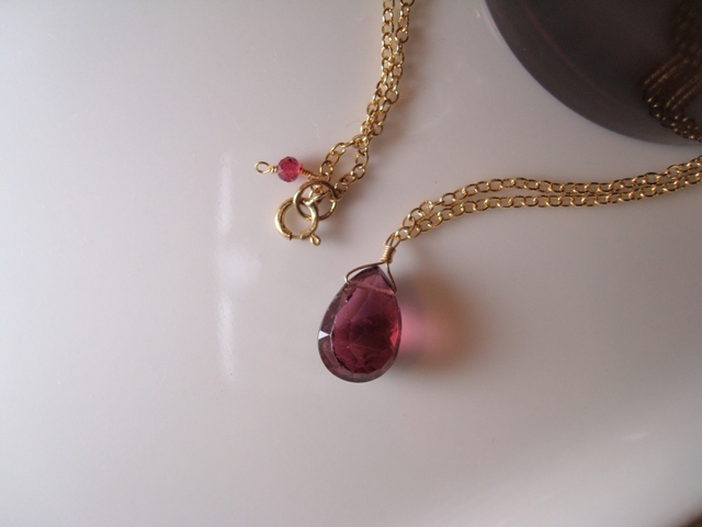 Flavie Furst Single Stone Necklace pink toumaline